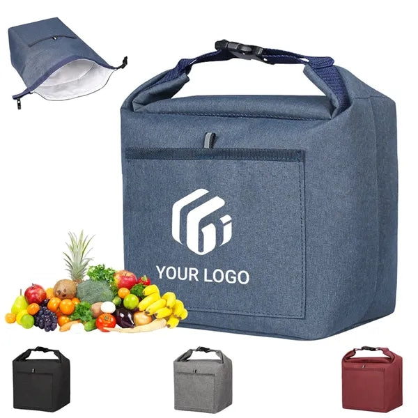 Picnic beach work durable roll-top insulated lunch tote bag