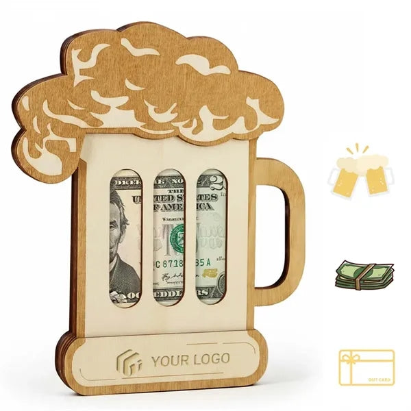 Party bar novelty beer mug wooden money bag cash holder