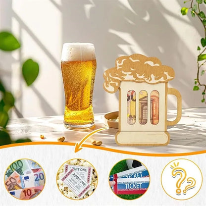 Party bar novelty beer mug wooden money bag cash holder
