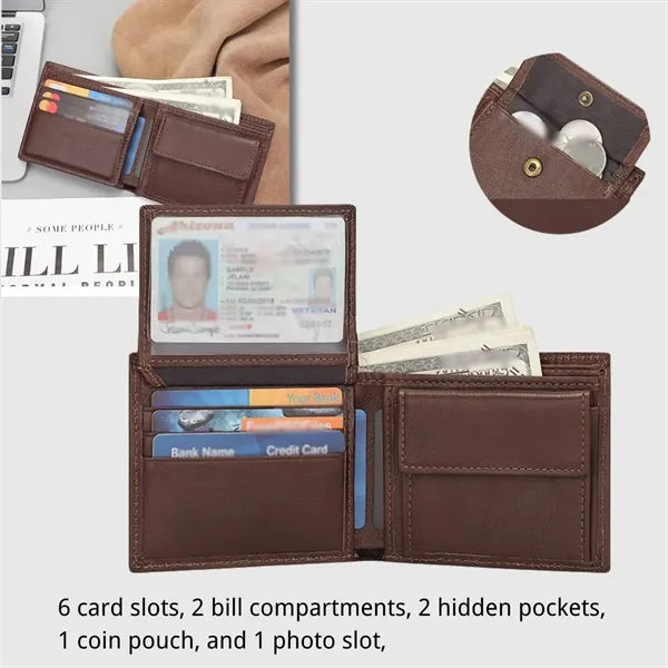 Birthday men's pocket RFID blocking slim real leather wallet