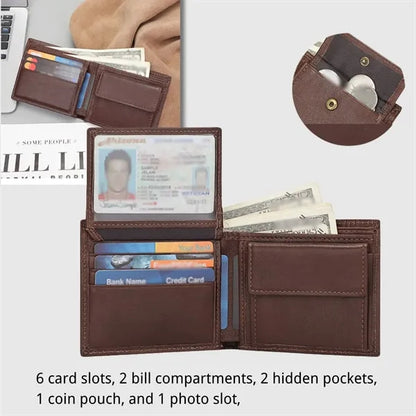 Birthday men's pocket RFID blocking slim real leather wallet
