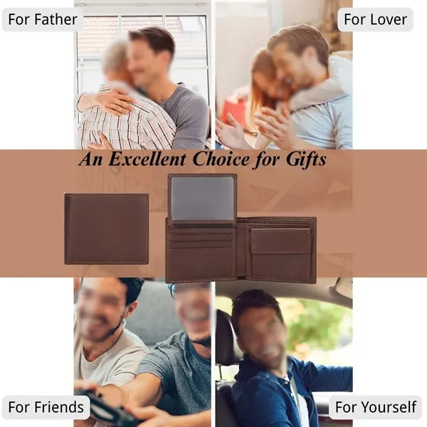 Birthday men's pocket RFID blocking slim real leather wallet