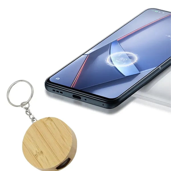 Eco-friendly gift 4 in 1 bamboo keychain USB charging cable