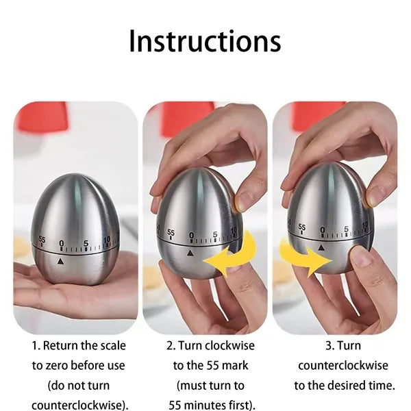 Mechanical Kitchen Timer Egg Shape Eco Friendly Baking Tool