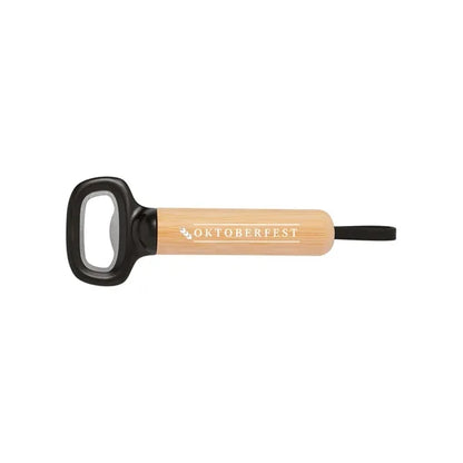 Bamboo Bottle Opener with Silicone Strap