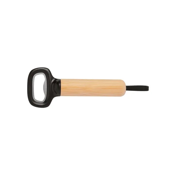 Bamboo Bottle Opener with Silicone Strap