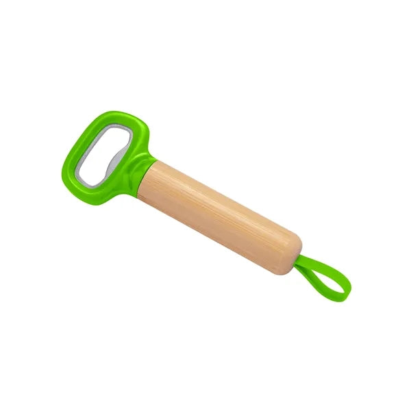Bamboo Bottle Opener with Silicone Strap
