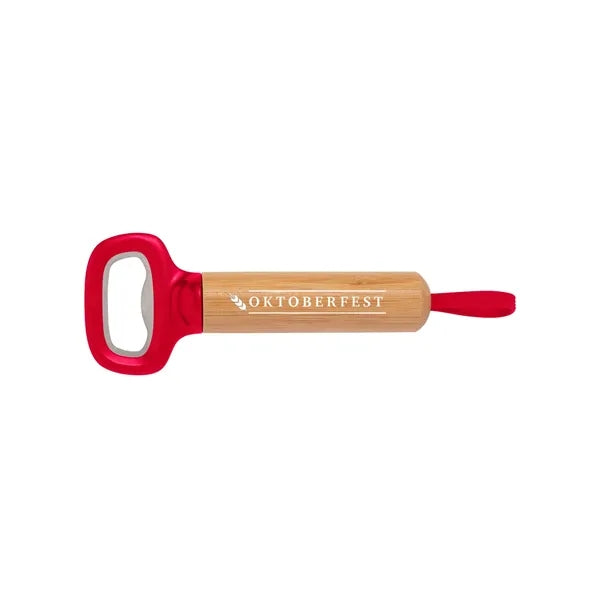 Bamboo Bottle Opener with Silicone Strap