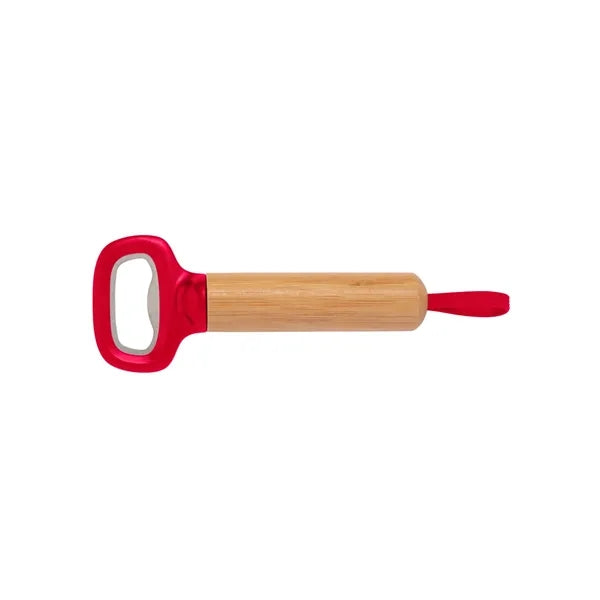 Bamboo Bottle Opener with Silicone Strap
