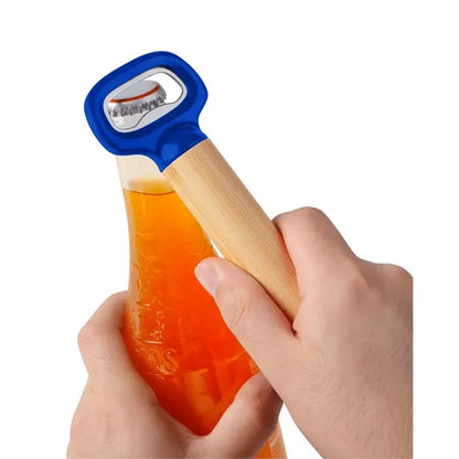 Bamboo Bottle Opener with Silicone Strap