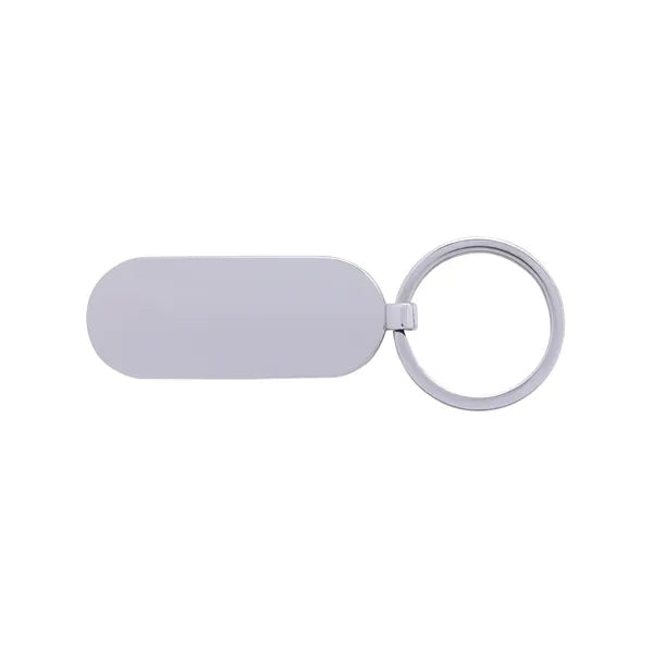 Bamboo & Metal Oval Keychain