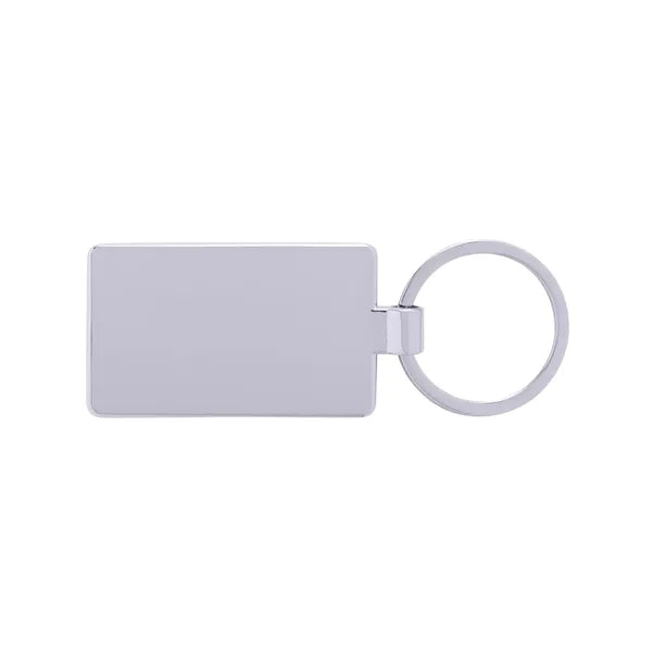 Bamboo & Metal Rectangle Keychain