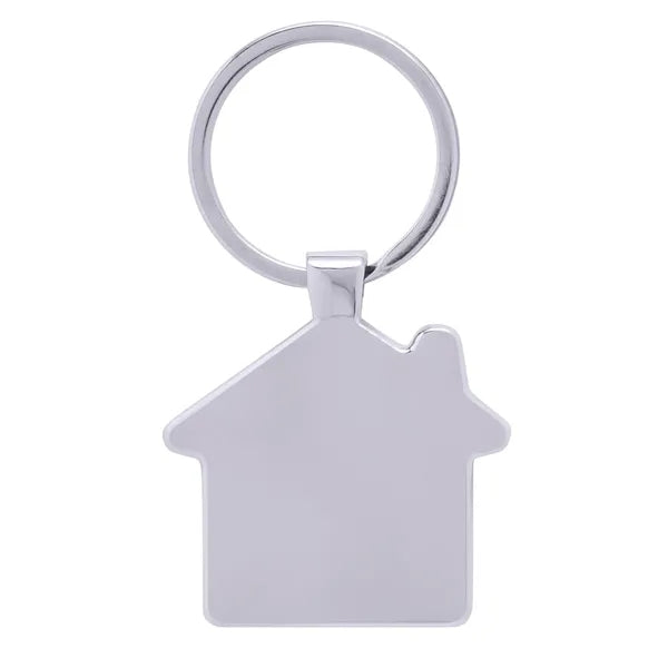 Bamboo & Metal House Keychain