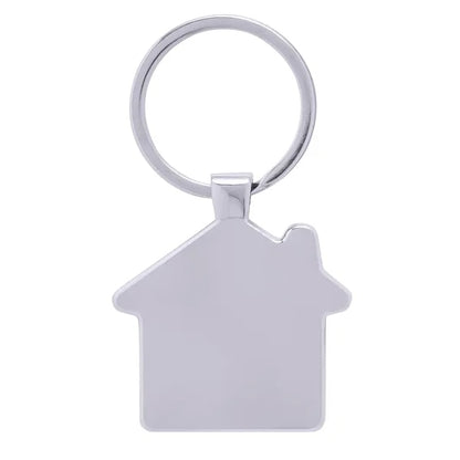 Bamboo & Metal House Keychain
