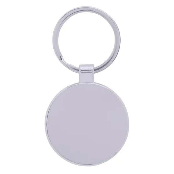 Bamboo & Metal Round Keychain