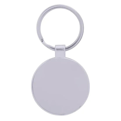 Bamboo & Metal Round Keychain