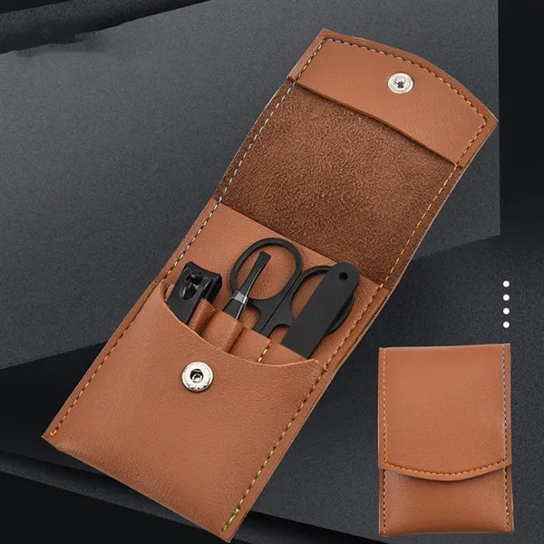 Nail Clipper 4-Piece Set With PU Leather Folding Case