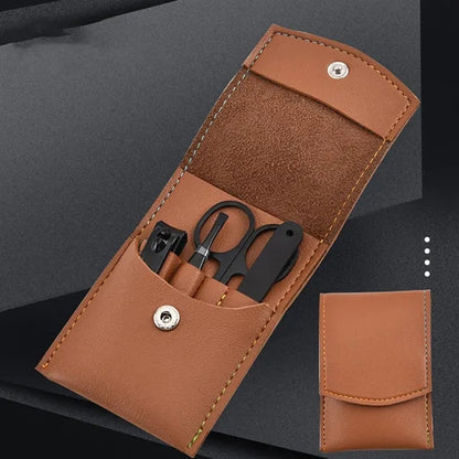 Nail Clipper 4-Piece Set With PU Leather Folding Case