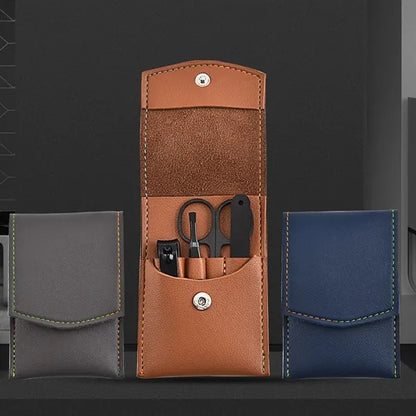 Nail Clipper 4-Piece Set With PU Leather Folding Case
