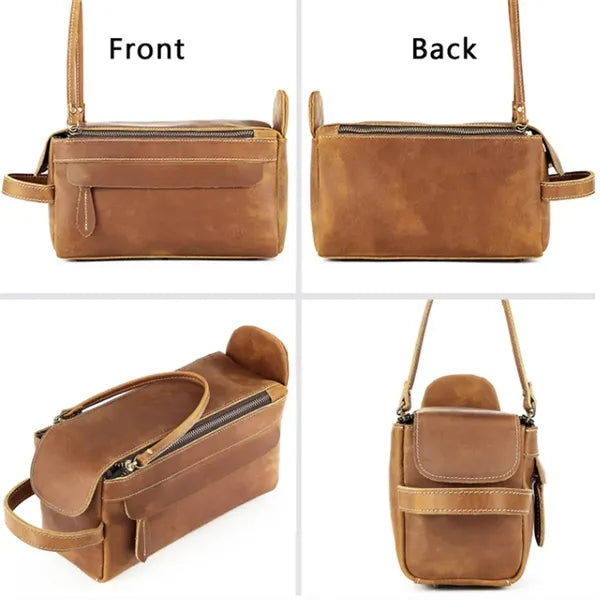Genuine Leather Crazy Horse Magnetic Buckle Handbag