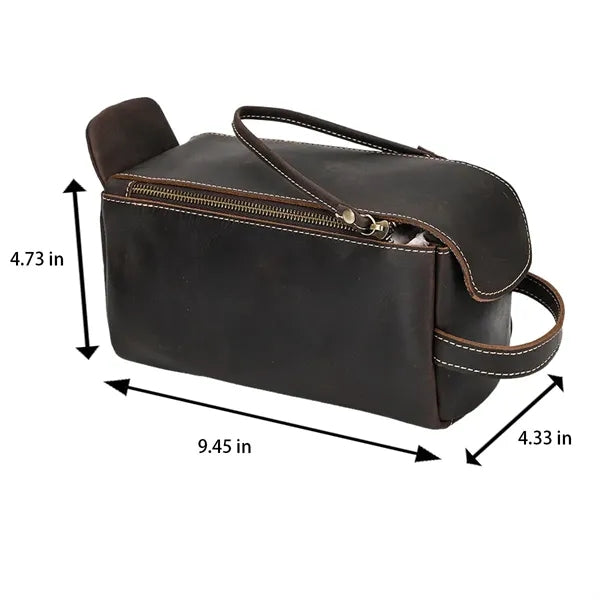 Genuine Leather Crazy Horse Magnetic Buckle Handbag