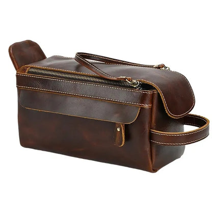 Genuine Leather Crazy Horse Magnetic Buckle Handbag