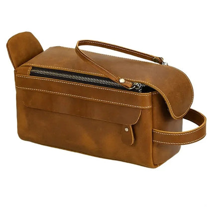 Genuine Leather Crazy Horse Magnetic Buckle Handbag