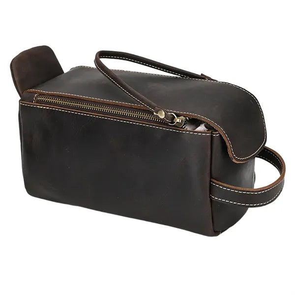 Genuine Leather Crazy Horse Magnetic Buckle Handbag