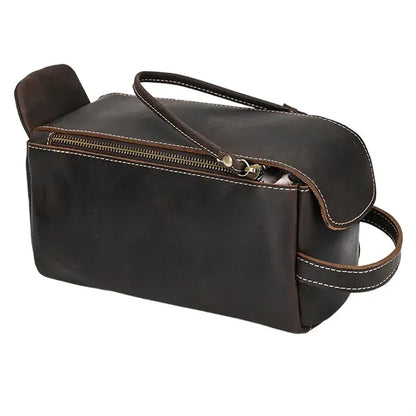 Genuine Leather Crazy Horse Magnetic Buckle Handbag