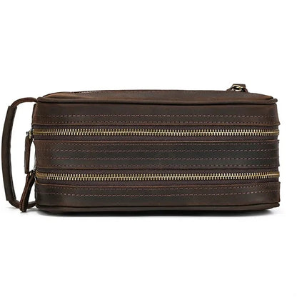 Genuine Crazy Horse Leather Clutch Cosmetic Bag