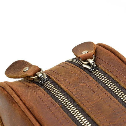 Genuine Crazy Horse Leather Clutch Cosmetic Bag