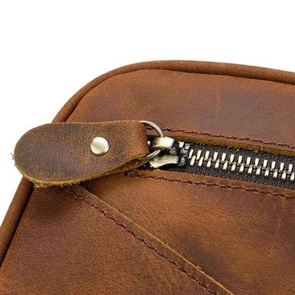 Genuine Crazy Horse Leather Clutch Cosmetic Bag