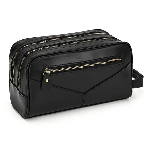Genuine Crazy Horse Leather Clutch Cosmetic Bag