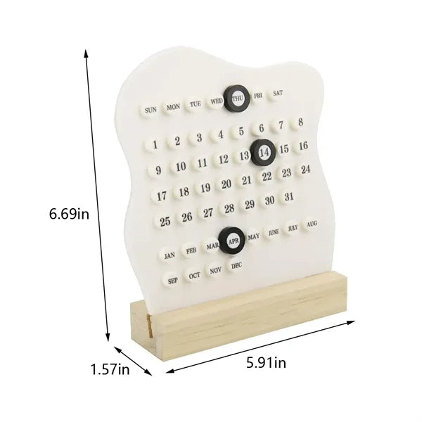 Retro home office decor gift wooden desk perpetual calendar