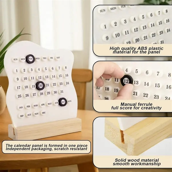 Retro home office decor gift wooden desk perpetual calendar
