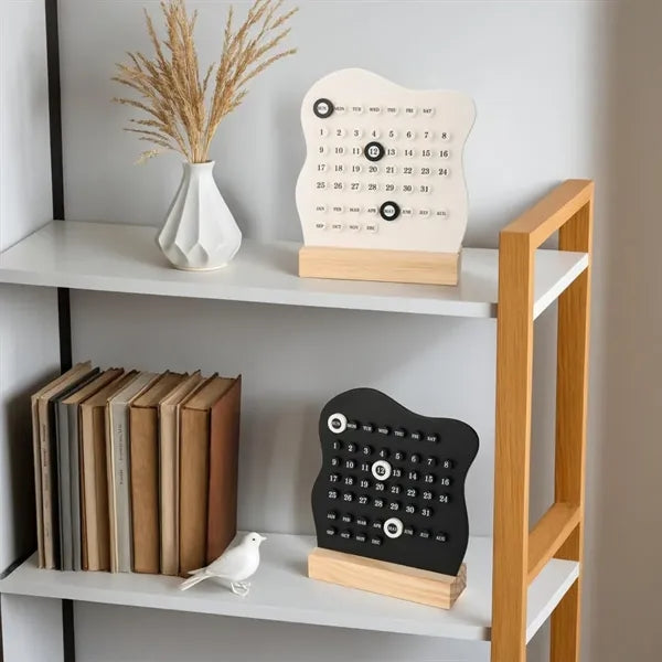 Retro home office decor gift wooden desk perpetual calendar