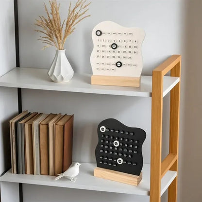 Retro home office decor gift wooden desk perpetual calendar