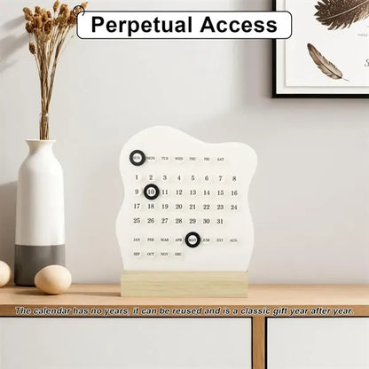 Retro home office decor gift wooden desk perpetual calendar