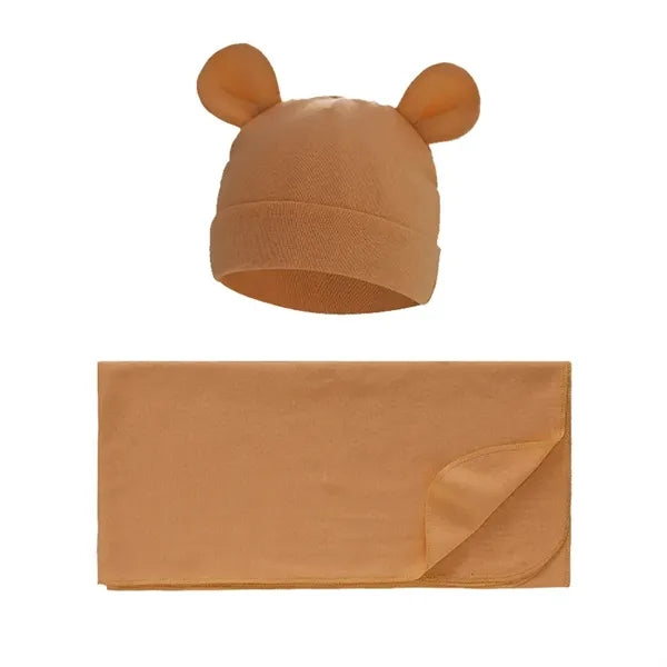 Unisex Baby Swaddle Blanket with Hat Set