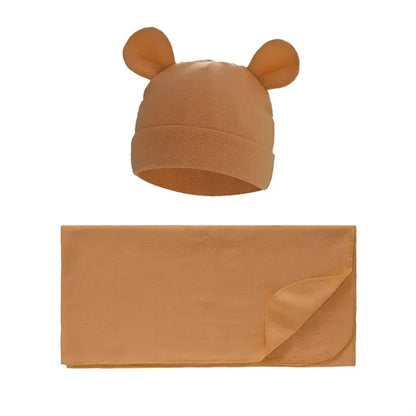 Unisex Baby Swaddle Blanket with Hat Set