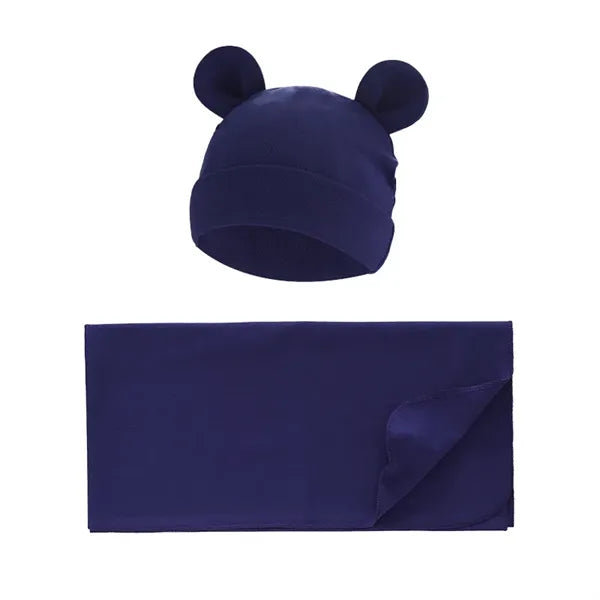 Unisex Baby Swaddle Blanket with Hat Set