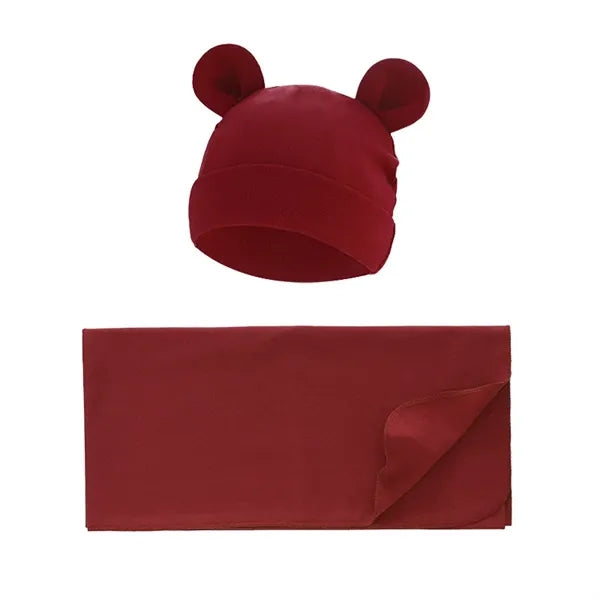Unisex Baby Swaddle Blanket with Hat Set