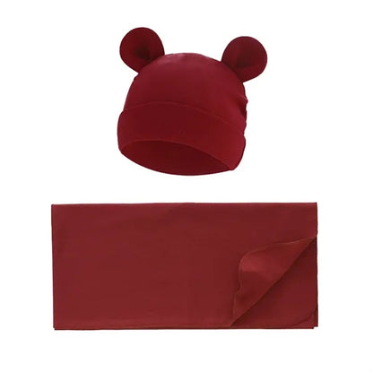 Unisex Baby Swaddle Blanket with Hat Set