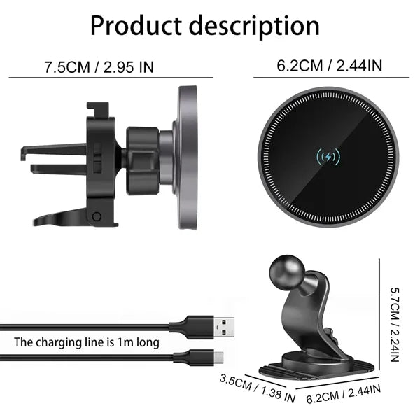 15W Smart Magnetic Wireless Car Charger for iPhone
