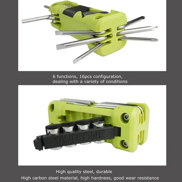 16-in-1 Durable Multi-Function Bicycle Repair Tool Kit