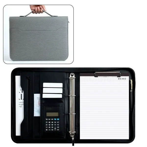 PU Leather Business Portfolio with Notepad and Calculator