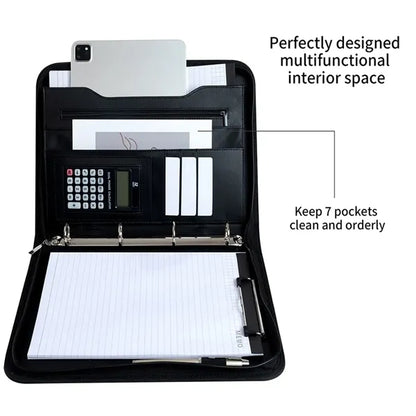 PU Leather Business Portfolio with Notepad and Calculator