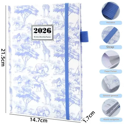 2026 Full Printing A5 PU Planner Journals with Pen Loop