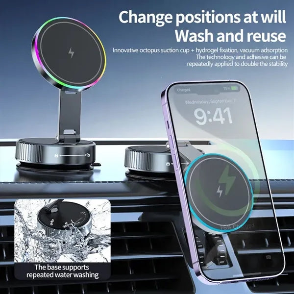 360 Adjustable Magnetic Wireless Car Charger Phone Holder