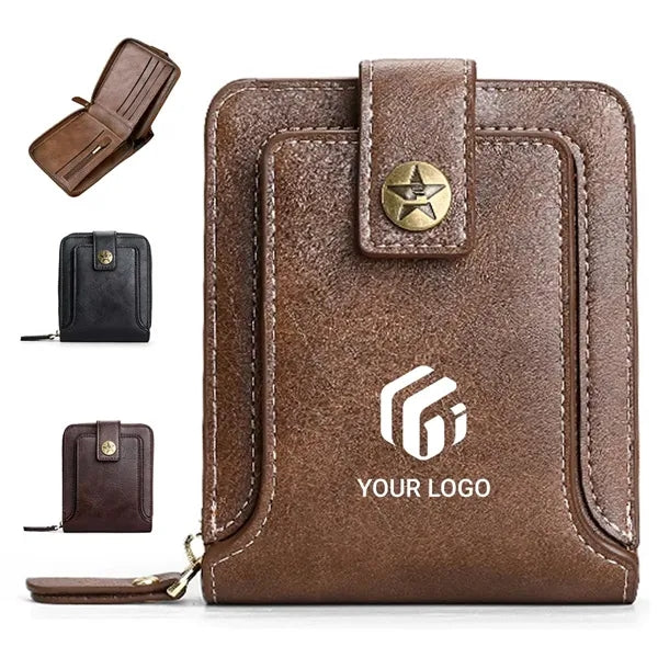 Anniversary gifts zipper card holder bifold mens wallet